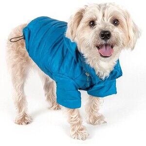 Pet Dog Coat Rain Sporty Avalanche Pet Blue Medium 14-16" Adjustable Winter